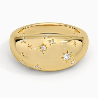 Aries Zodiac Constellation Diamond Dome Ring