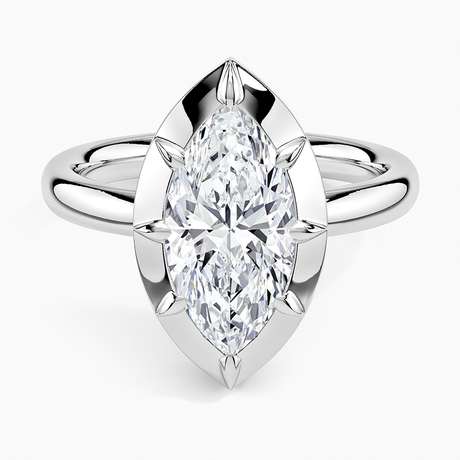 18K White Gold Harper Bezel Prong Solitaire Ring