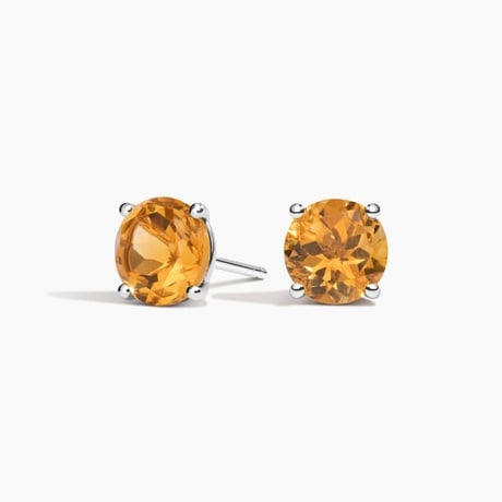 Citrine Solitaire Stud Earrings
