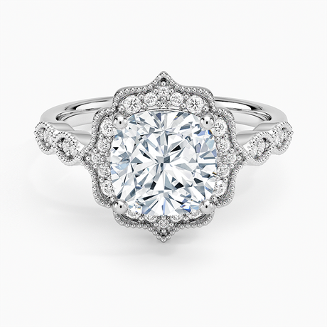 18K White Gold Cadenza Halo Diamond Ring