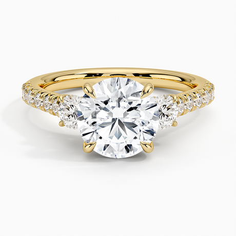 18K Yellow Gold Amelie Three Stone Diamond Ring