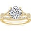 18K Yellow Gold Luxe Entwined Celtic Love Knot Diamond Ring with Petite Curved Diamond Ring (1/10 ct. tw.)