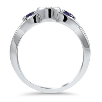 Custom Sapphire Accented Bezel Set Diamond Ring