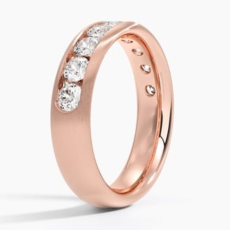 Channel Set Lab Diamond 5.5mm Matte Wedding Ring in 14K Rose Gold
