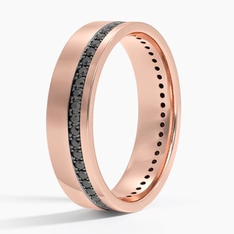 Austin Eternity Black Diamond 5.5mm Wedding Ring in 14K Rose Gold