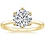 18K Yellow Gold Hidden Halo Six-Prong Diamond Ring, smalltop view
