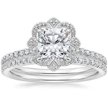 18K White Gold Reina Diamond Ring with Luxe Ballad Diamond Ring (1/4 ct. tw.)