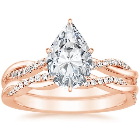 14K Rose Gold Petite Twisted Vine Diamond Bridal Set (1/4 ct. tw.)