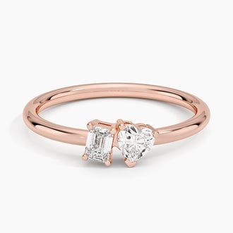 Emerald and Heart-Shaped Diamond Toi et Moi Ring (1/3 ct. tw.)