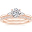 14K Rose Gold Perfect Fit Three Stone Pear Diamond Ring with Luxe Ballad Diamond Ring