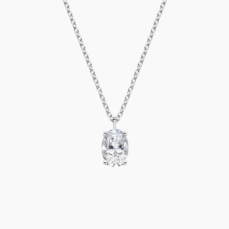 Oval Solitaire Diamond Pendant