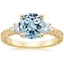 18K Yellow Gold Antique Scroll Engraved Three Stone Diamond Ring (1/3 ct. tw.), smalltop view