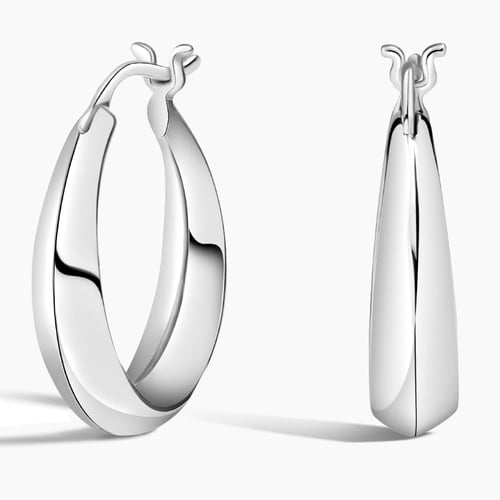 ピアス STONEHENgE edge silver earrings Knife Edge Hoop Earrings in Silver | Brilliant Earth