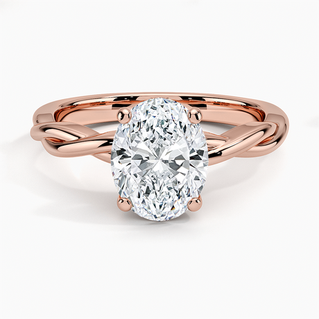 14K Rose Gold Twisted Vine Solitaire Ring