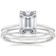 18K White Gold Petite Secret Halo Diamond Ring with 1.5mm Slim Profile Wedding Ring
