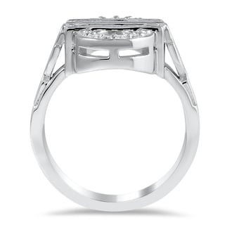 Custom Contemporary Diamond Baguette Halo Ring