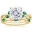 18KY Moissanite Willow Bridal Set With Lab Emerald Accents, smalltop view