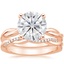 14KR Moissanite Twisted Vine Ring with Petite Twisted Vine Diamond Ring (1/8 ct. tw.), smalltop view