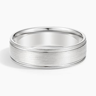 Mojave Matte with Grooves 6mm Wedding Ring in 18K White Gold