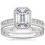 18K White Gold Sinclair Art Deco Diamond Ring (1/6 ct. tw.) with 2mm Milgrain Wedding Ring