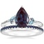 18K White Gold Camellia Indigo Milgrain Ring with Luxe Ballad Sapphire Ring