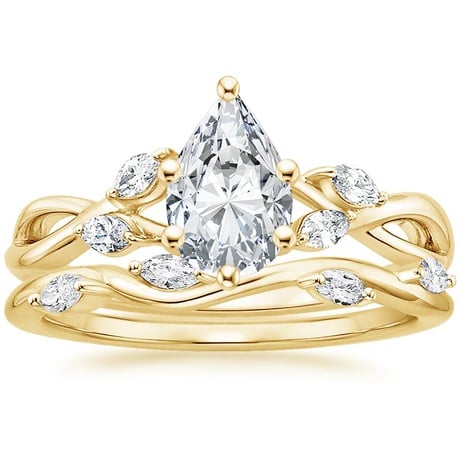 18K Yellow Gold Willow Diamond Ring (1/8 ct. tw.) with Winding Willow Diamond Ring (1/8 ct. tw.)