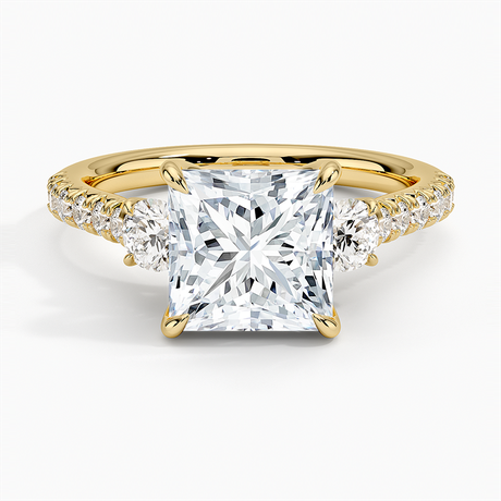18K Yellow Gold Amelie Three Stone Diamond Ring