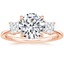 14K Rose Gold Princess Cut Three Stone Diamond Ring, smalltop view