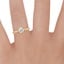 18K Yellow Gold Luna 2mm Bezel Ring, smallzoomed in top view on a hand
