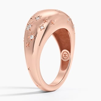 Pisces Zodiac Constellation Diamond Dome Ring