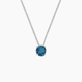 Floating Solitaire London Blue Topaz Pendant