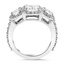 Three Stone Halo Diamond Ring, smallside view