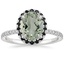 18K White Gold Waverly Halo Diamond Ring with Black Diamond Accents, smalltop view