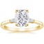 18K Yellow Gold Tapered Baguette Three Stone Diamond Ring, smalltop view