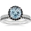 18KW Aquamarine Waverly Diamond Ring with Black Diamond Accents with Luxe Ballad Black Diamond Ring, smalltop view