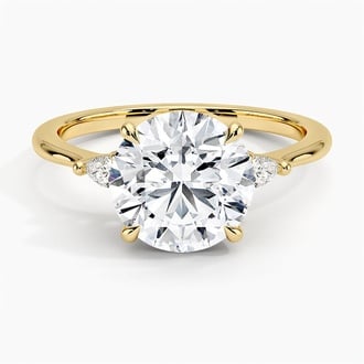 Aria Three Stone with 2.5ct Round Certified Lab Diamond in 18K Yellow Gold
