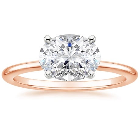 14K Rose Gold Horizontal Petite Comfort Fit Solitaire Ring