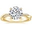 14K Yellow Gold Petite Twisted Vine Hidden Halo Pavé Diamond Ring, smalltop view