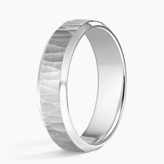 Beveled Edge Aspen 5.5mm Wedding Ring in 18K White Gold