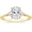 18K Yellow Gold Trillion Cut Three Stone Diamond Ring, smalltop view
