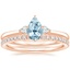 14KR Aquamarine Perfect Fit Three Stone Pear Diamond Ring with Luxe Ballad Diamond Ring, smalltop view