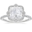 18K White Gold Reina Halo Diamond Ring, smalltop view