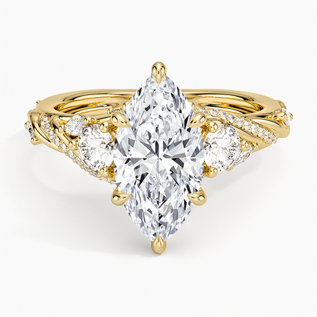 Begonia Vine Three Stone Diamond Ring