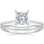 18K White Gold Katerina Diamond Ring with Petite Curved Wedding Ring