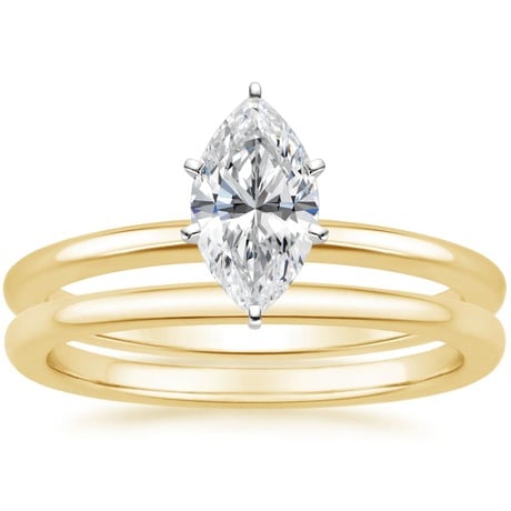 18K Yellow Gold Six-Prong Petite Comfort Fit Bridal Set
