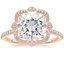 14K Rose Gold Reina Halo Diamond Ring, smalltop view