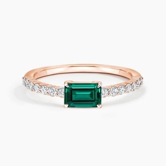 Beatrice Lab Grown Emerald and Diamond Ring (1/4 ct. tw.) in 14K Rose Gold
