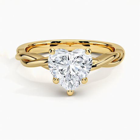 18K Yellow Gold Twisted Vine Solitaire Ring