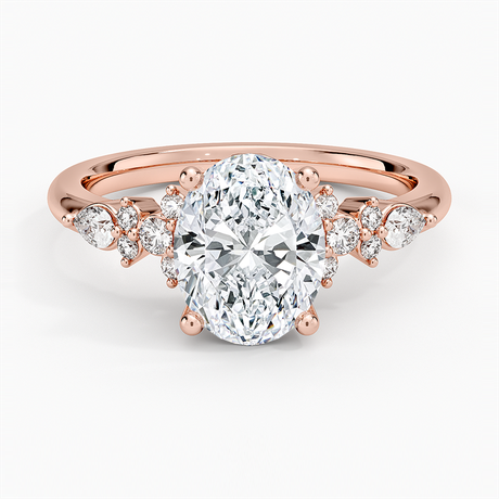 14K Rose Gold Rosette Diamond Ring