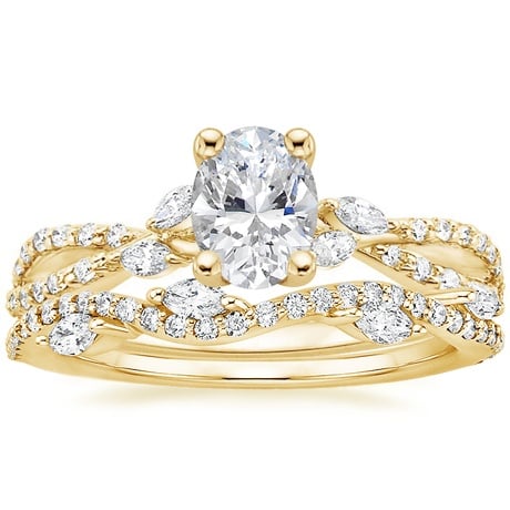 18K Yellow Gold Luxe Willow Diamond Ring (1/4 ct. tw.) with Luxe Winding Willow Diamond Ring (1/4 ct. tw.)